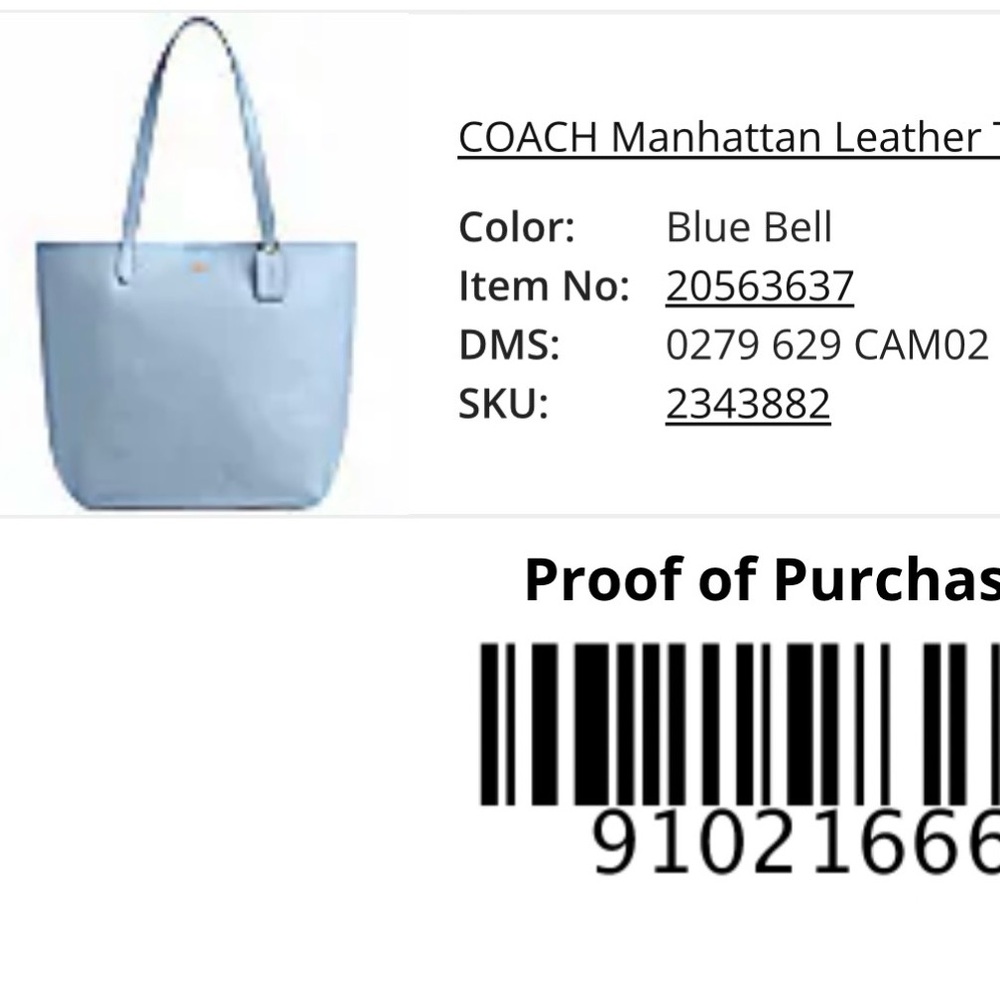 Coach Manhattan Tote Bluebell - Picture 12 of 12